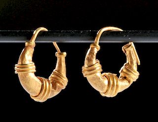 Roman 20K+ Gold Crescent Earrings (pr)