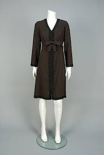 MOLLIE PARNIS WOOL DRESS with SOUTACHE, 1970s.