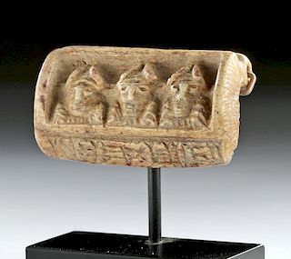 Mesopotamian Carved Bone Pendant w/ Three Faces