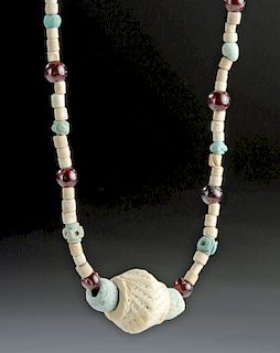 Fabulous Sumerian Faience & Garnet Necklace