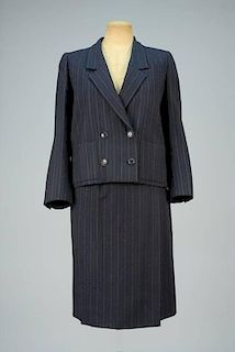 CHRISTIAN DIOR COUTURE PINSTRIPE SKIRT SUIT, AUTOMNE-HIVER, 1974.