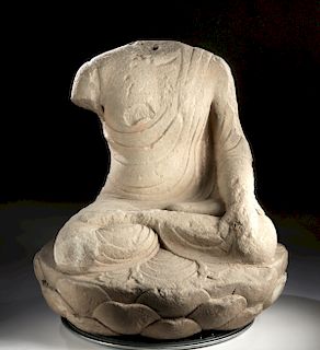Large Chinese Tang Dynasty Sandstone Buddha