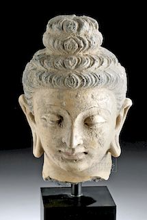 Lovely Gandharan Stucco Polychrome Buddha Head