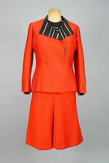 CHANEL NUMBERED THREE PIECE SILK SKIRT SUIT, 1970s.