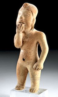 Olmec Pottery Standing Figure w/ Hand to Mouth Gesture