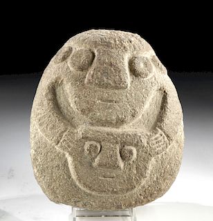 Recuay Carved Stone Figure - Warrior w/ Severed Head