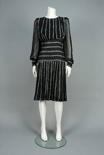 SCAASI RHINESTONE DECORATED COCKTAIL DRESS, 1980s.