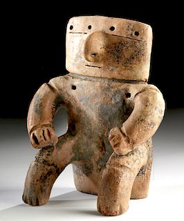 Quimbaya Pottery Seated Male Slab Figure