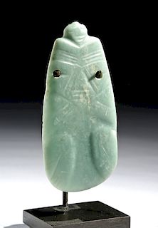 Near Choice Chiriqui Jade Pendant of Squatting Deity