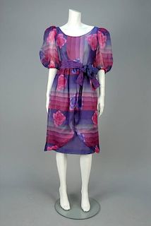 HANAI MORI PRINTED SILK ORGANZA DRESS, 1980s.