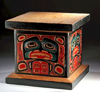 20th C. Kwakwaka'wakw Wood Box by Sampson Robertson