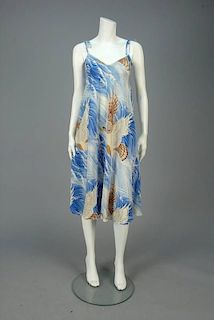 VICKY TIEL PRINTED SILK FALCON DRESS, c. 1980.