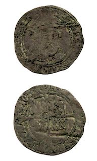 British Tudor Henry VIII London Mint Silver Groat - 2 g