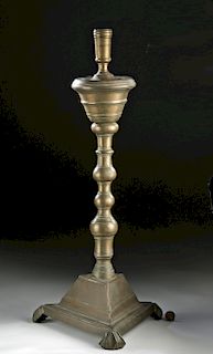 Large Italian Baroque Brass Candlestick - ca 1670