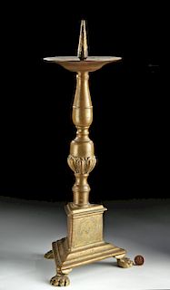 Large Spanish Baroque Brass Candlestick - Ca 1680