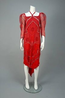 ZANDRA RHODES PRINTED CHIFFON COCKTAIL DRESS.