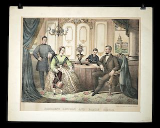 19th C. J. Hoover Chromolithograph - Lincoln and Family