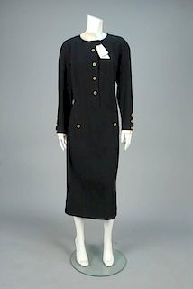 LARGE SIZE CHANEL WOOL DAY DRESS, 1980s.