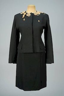 CHRISTIAN DIOR NUMBERED WOOL SKIRT SUIT with BEADS and BEES, 1980s.