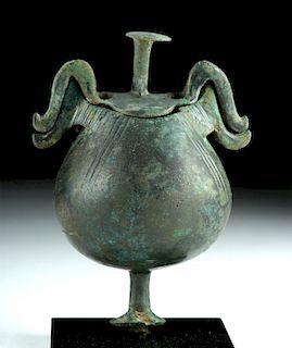 Greek Archaic Bronze Lidded Pyxis - Abstract Birds