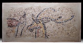 Roman Stone Mosaic of Stag with Long Antlers