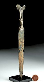 Rare Luristani Bronze Dagger with Silver Handle