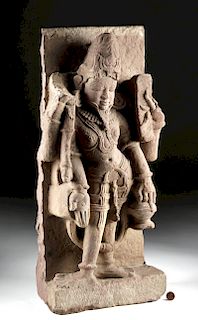 Indian Gupta Red Sandstone Relief Panel of Vishnu