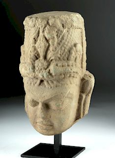 Ancient Indian Stone Head of Vishnu