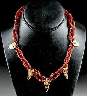 Colombian Muisca Gold & Amber Necklace -30 g