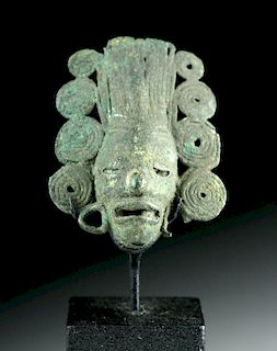 Mixtec Copper Face Pendant - Tlaloc