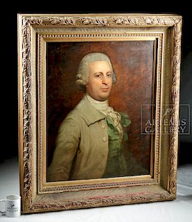 Framed 18th C. European Portrait Painting of Gentleman