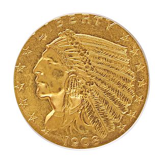 U.S. 1908 $2.5 INDIAN HEAD GOLD COIN