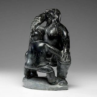 Inuit Mother and Child Stone Sculpture 