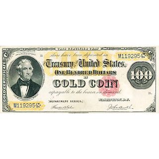 U.S. 1882 $100 GOLD CERTIFICATE