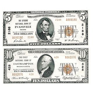 GROUP OF U.S. 1929 SMALL SIZE NATIONAL NOTES