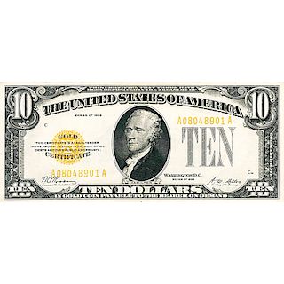 U.S. 1928 $10 GOLD CERTIFICATE