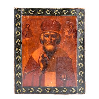 19th Century Russian Icon on Wood Panel