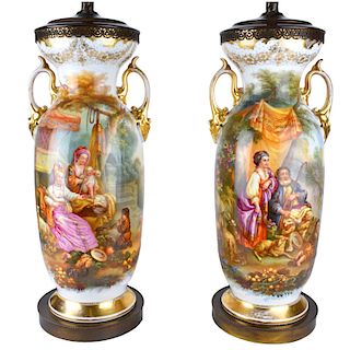 Old Paris Porcelain Vases as Lamps