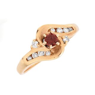 Vintage Garnet, Diamond and 14K Ring