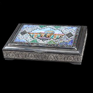 Persian Enameled Silver Box