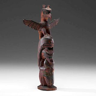Charlie James (Kwakwaka'wakw, 1867-1938) Polychrome Totem Pole 
