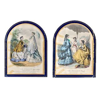 19C Le Follet Hand Colored Fashion Engravings