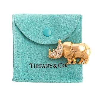 A Tiffany & Co Rhino Pin with Diamonds in 18K