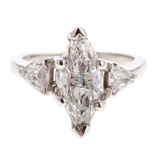 A Platinum 2.00ct Marquise Diamond Engagement Ring