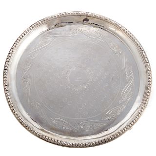 A. E. Warner Armorial Coin Silver Waiter Tray