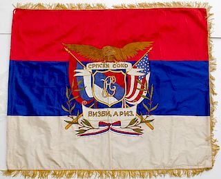 Flag of an Early 20th Century Serbian-American Soko Social Gymnastic Society 