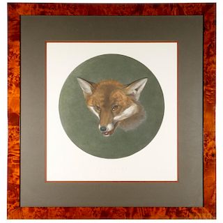 A large print of a fox head.