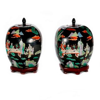 A pair of 19th century Chinese ginger jars.