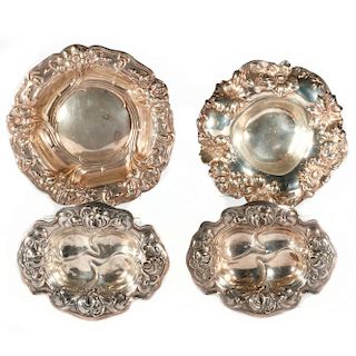 Four late 19th century sterling bowls.