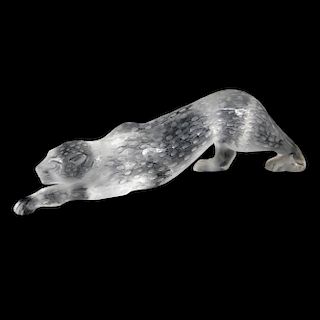 A LALIQUE CLEAR AND FROSTED GLASS CHEETAH "ZELIA"
